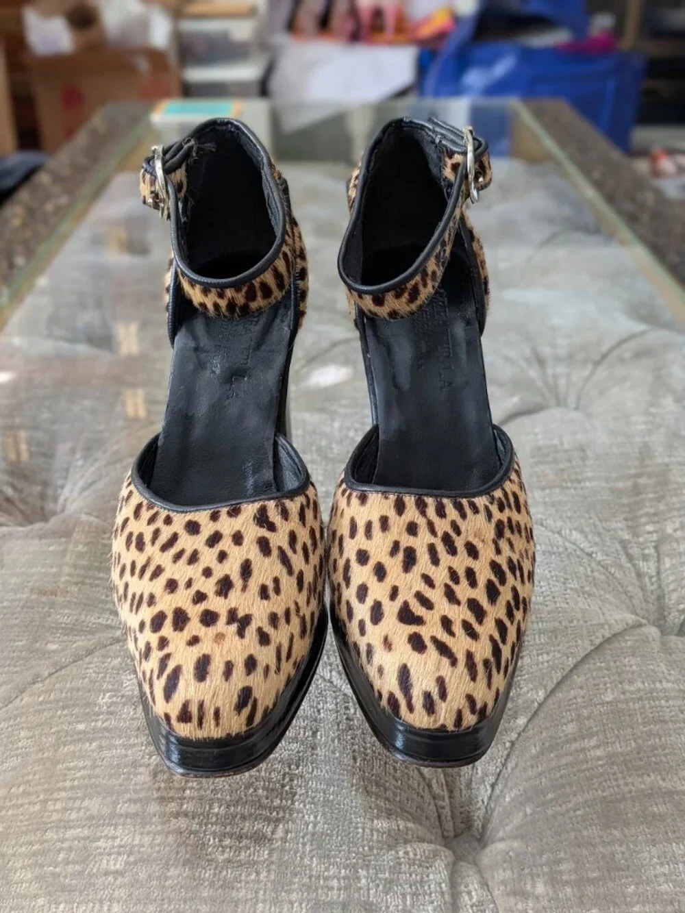 Vtg Greater L.A. Leopard Calf Hair Platform Pumps Sz 6.5 / Fits Regular 5.5